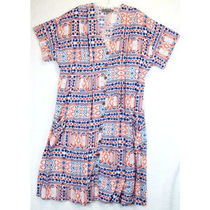 TYSA Knee Length Dress Button Front Women XS 0 / 1 Blue Coral Flowy Boho